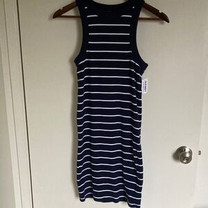 NWT Old Navy Navy and White Striped Midi Dress